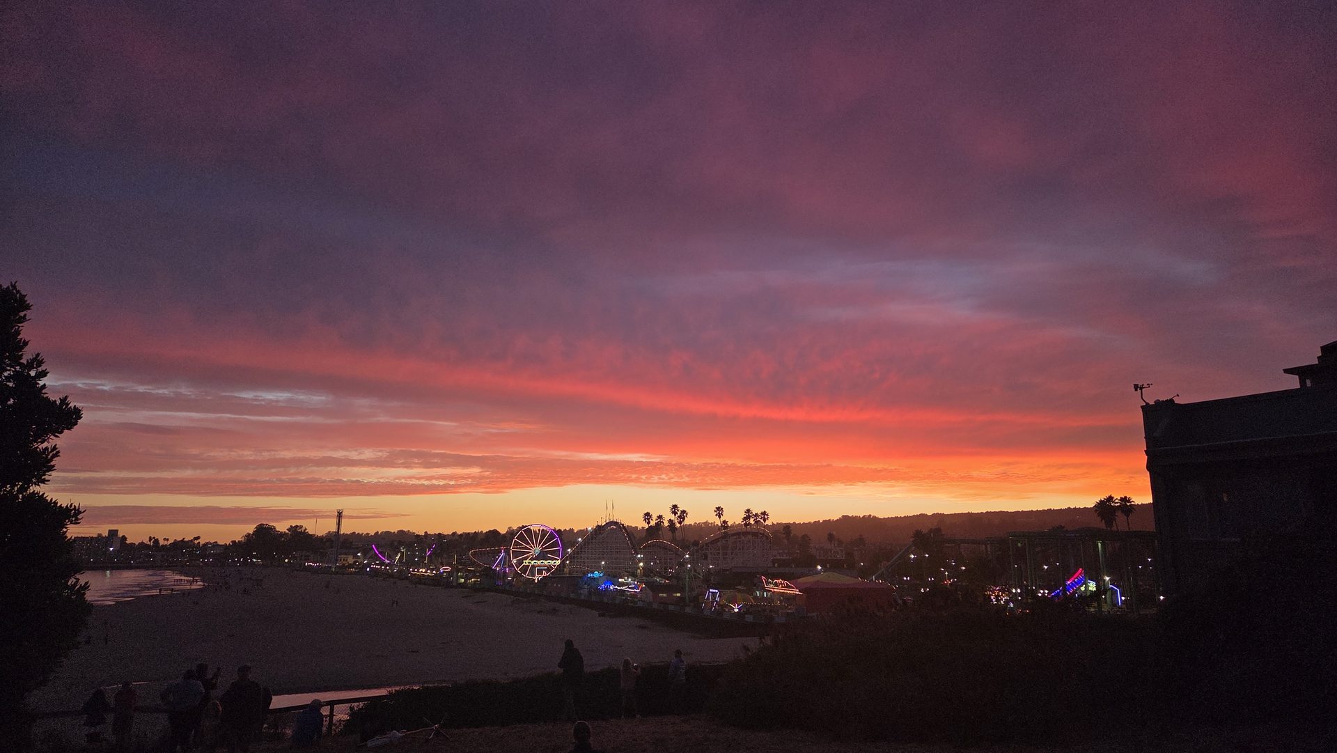 Red sky over the boardwalk
