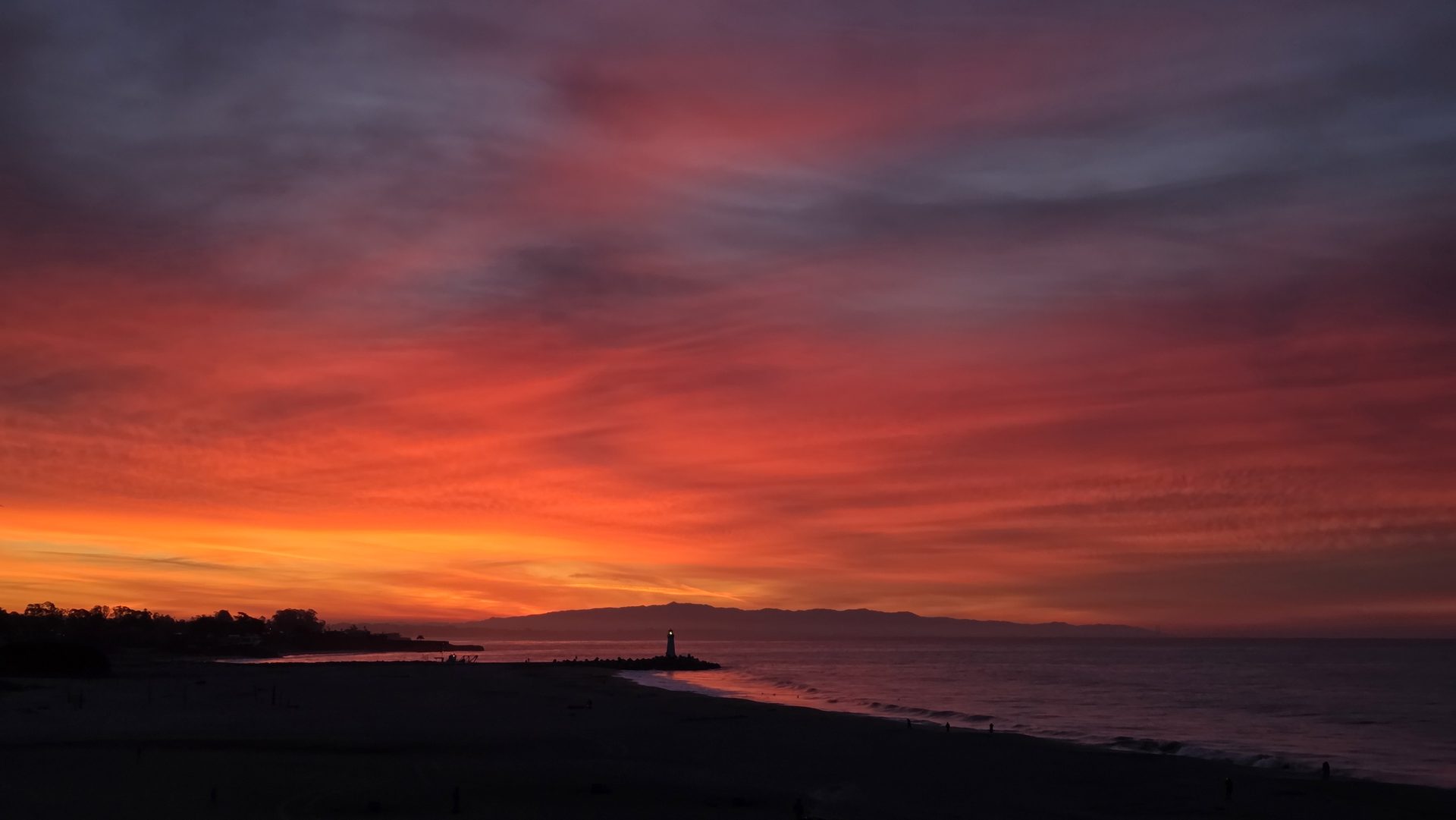Walton Lighthouse, burning sky