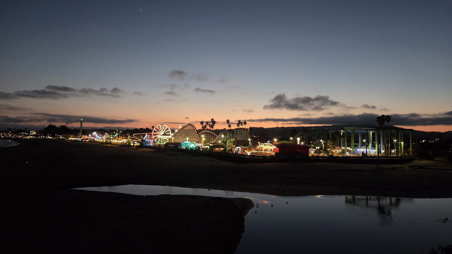 Dusk on the wet sand