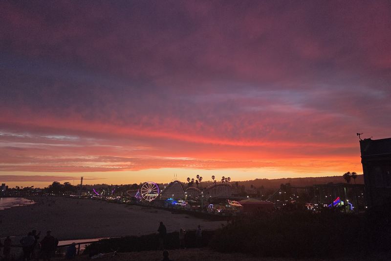Red sky over the boardwalk
