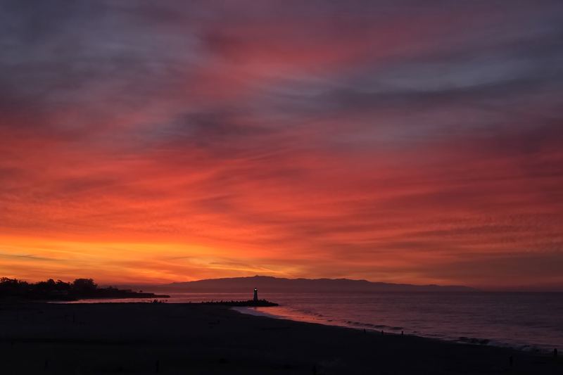 Walton Lighthouse, burning sky