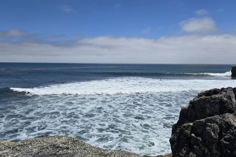 Blue water on the rocks