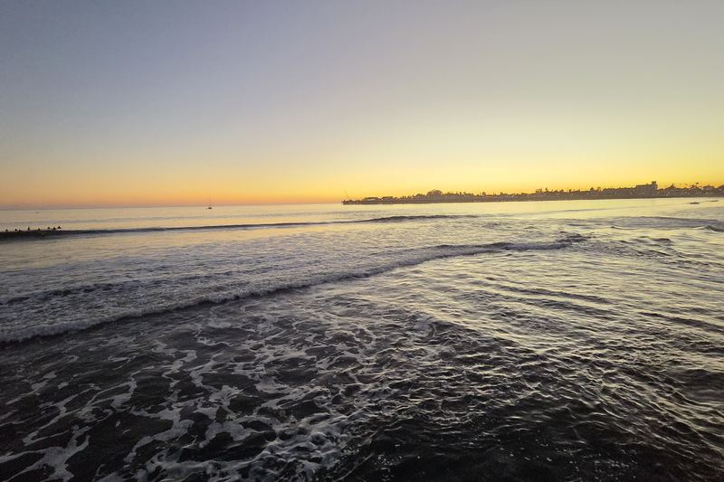 Silver surf at sunset