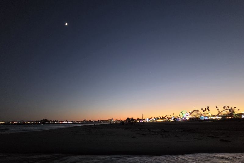 Moonrise over the lights