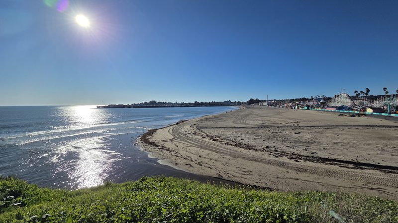 Sun glinting off the winter tide