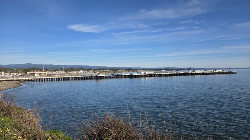 The long wharf under blue sky